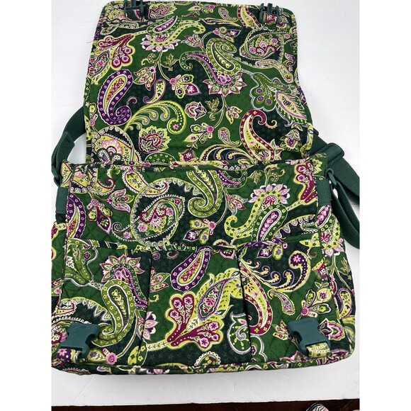 Vera Bradley Maggie Paisley Green Travel Book Messenger Bag - Picture 3 of 5